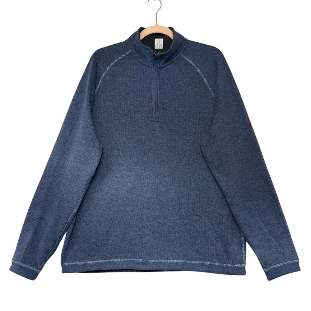 johnnie-O Mens Sully 1/4‎ Zip Pullover Sweater Blue Heather Size L Raglan Sleeve
